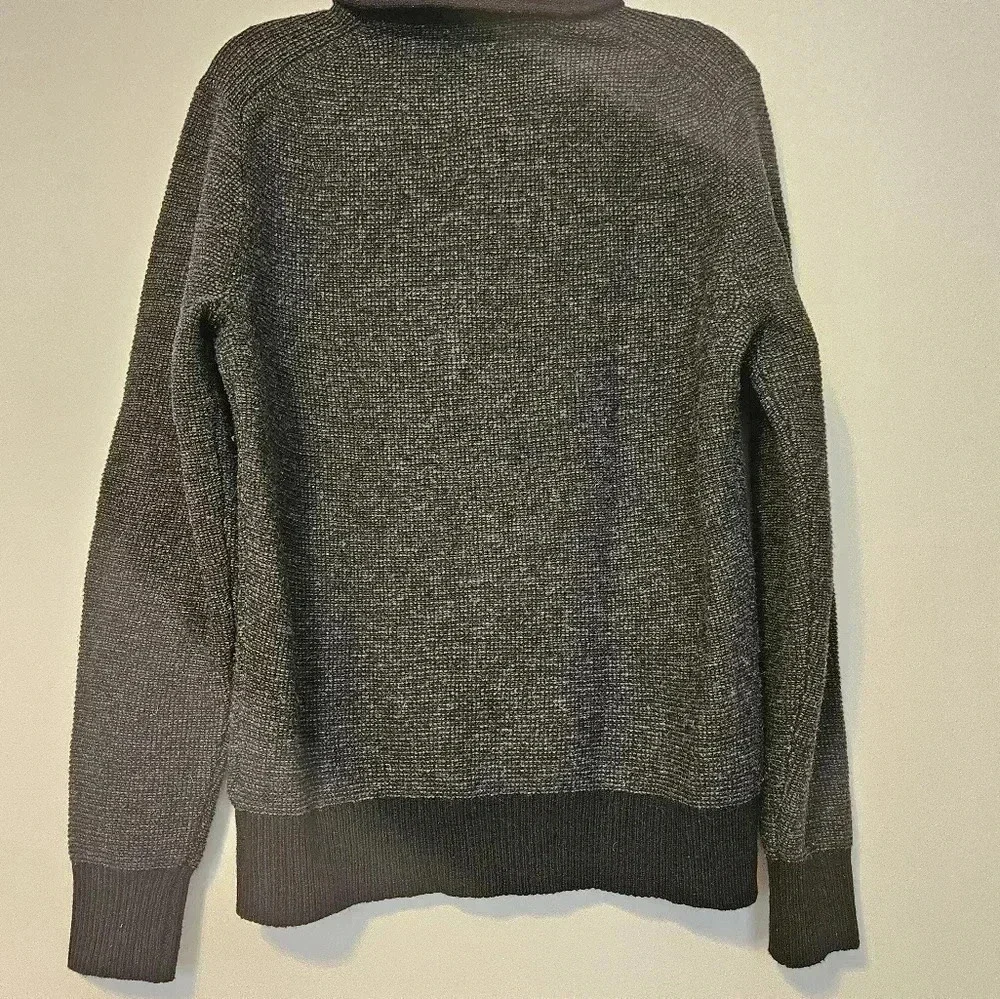 J Crew Chunky Tight Knit Sweater Long Sleeve Cowl Neck Black 100% Wool Large